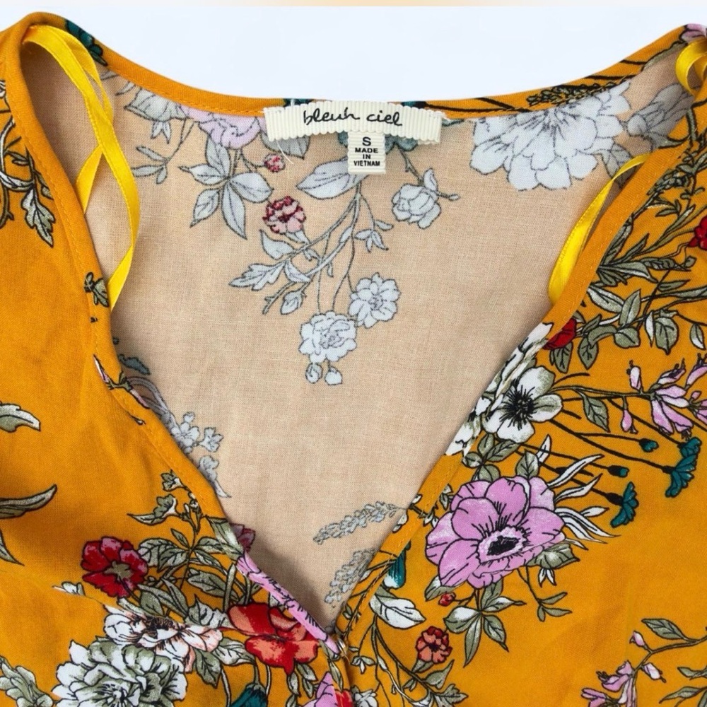 Bleuh Ciel Yellow Floral High Low Dress - Picture 5 of 6
